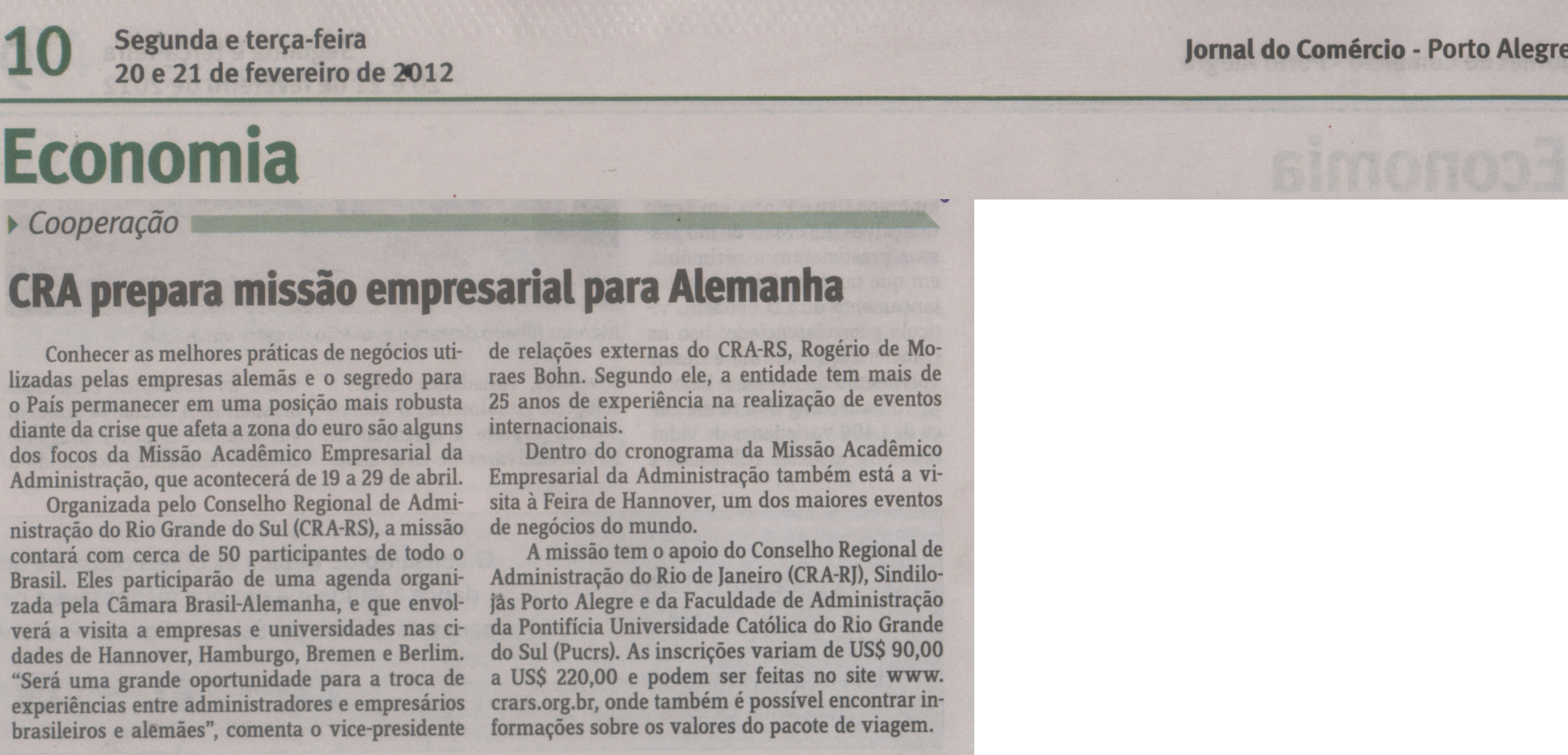 Missão Acadêmico Empresarial de Administração na Alemanha