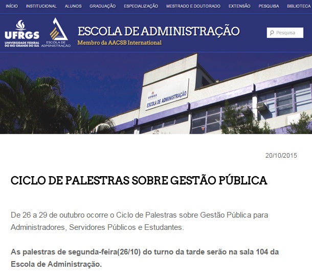 Ciclo de Palestras sobre Gestão Pública em Porto Alegre