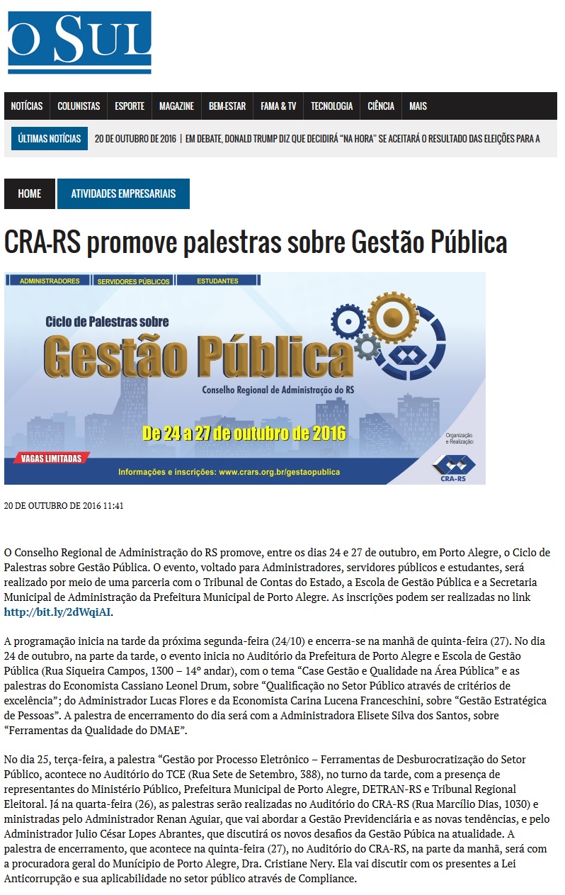 Ciclo de Palestras sobre Gestão Pública