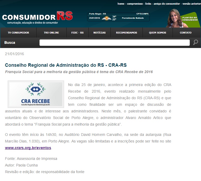 Franquia Social para a melhoria da gestão pública é tema da primeira edição do CRA Recebe