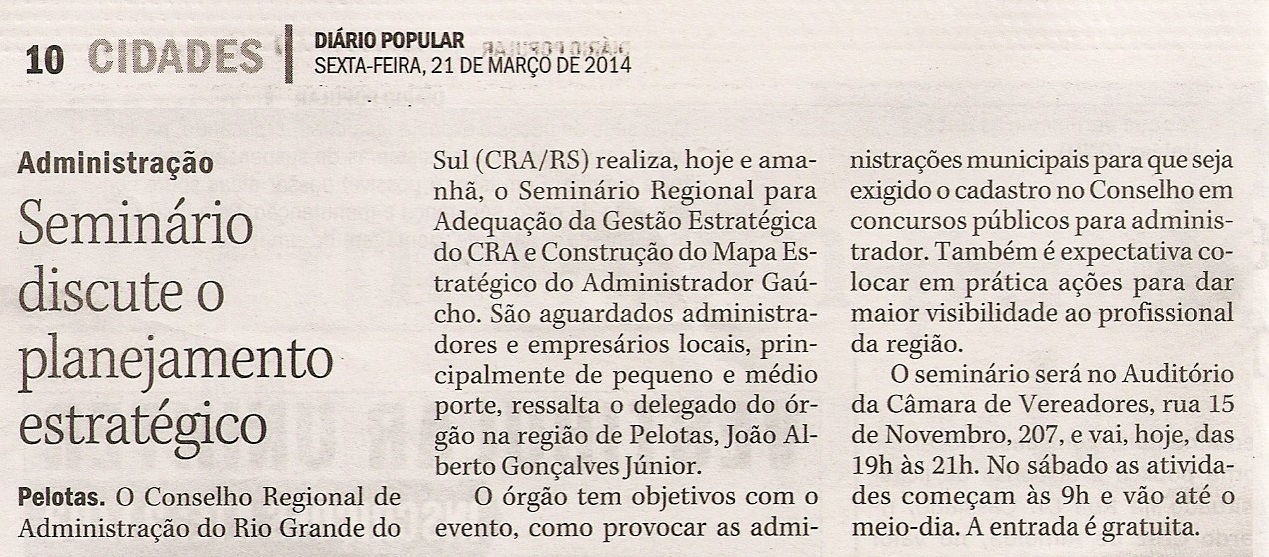 Seminário Regional em Pelotas