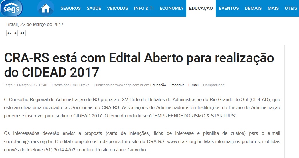 Edital para realização do CIDEAD 2017