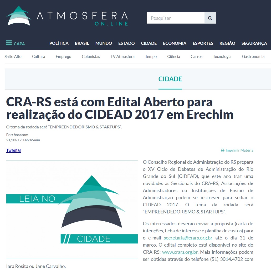 Edital para realização do CIDEAD 2017