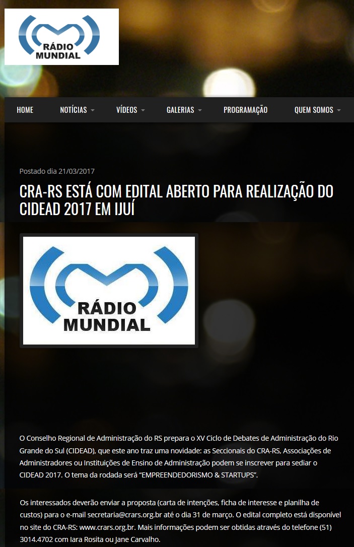 Edital para realização do CIDEAD 2017