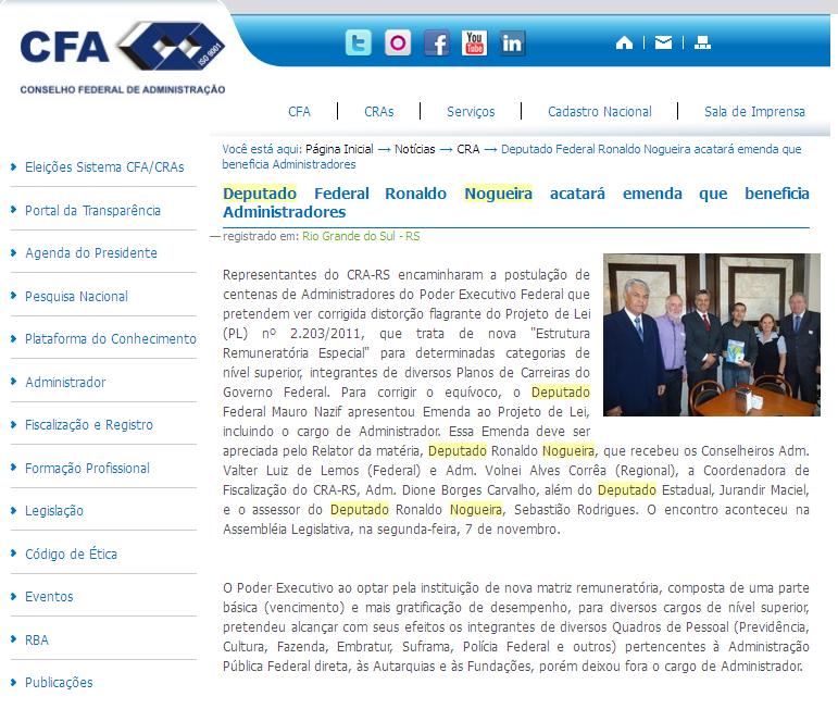 Deputado Federal Ronaldo Nogueira acatará emenda que beneficia Administradores