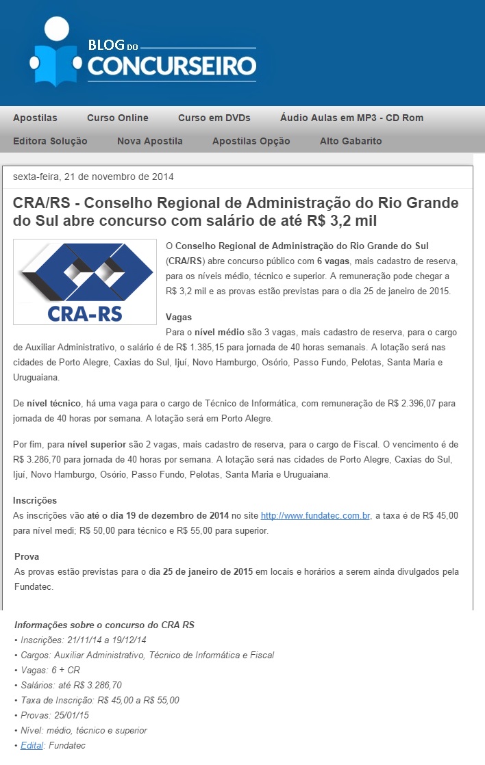 Concurso Público CRA-RS