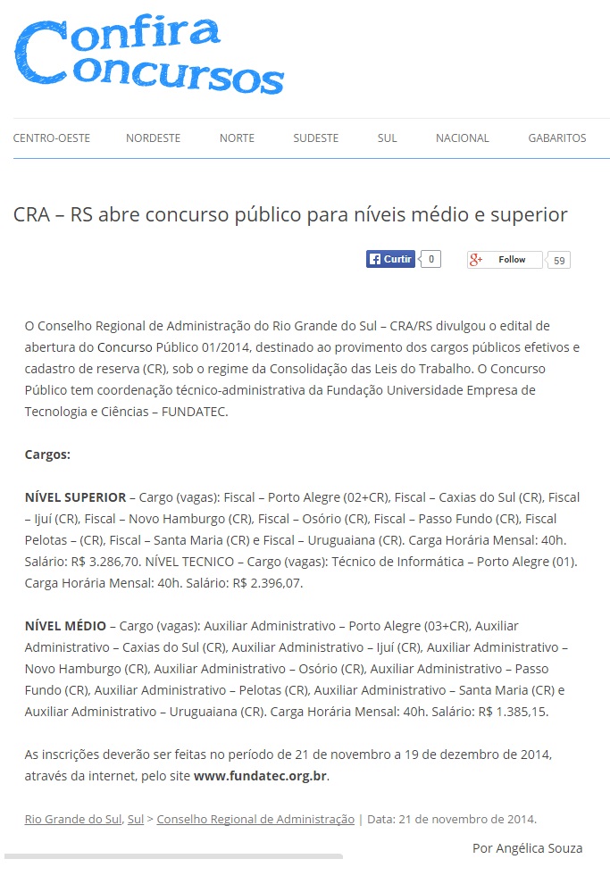 Concurso Público CRA-RS