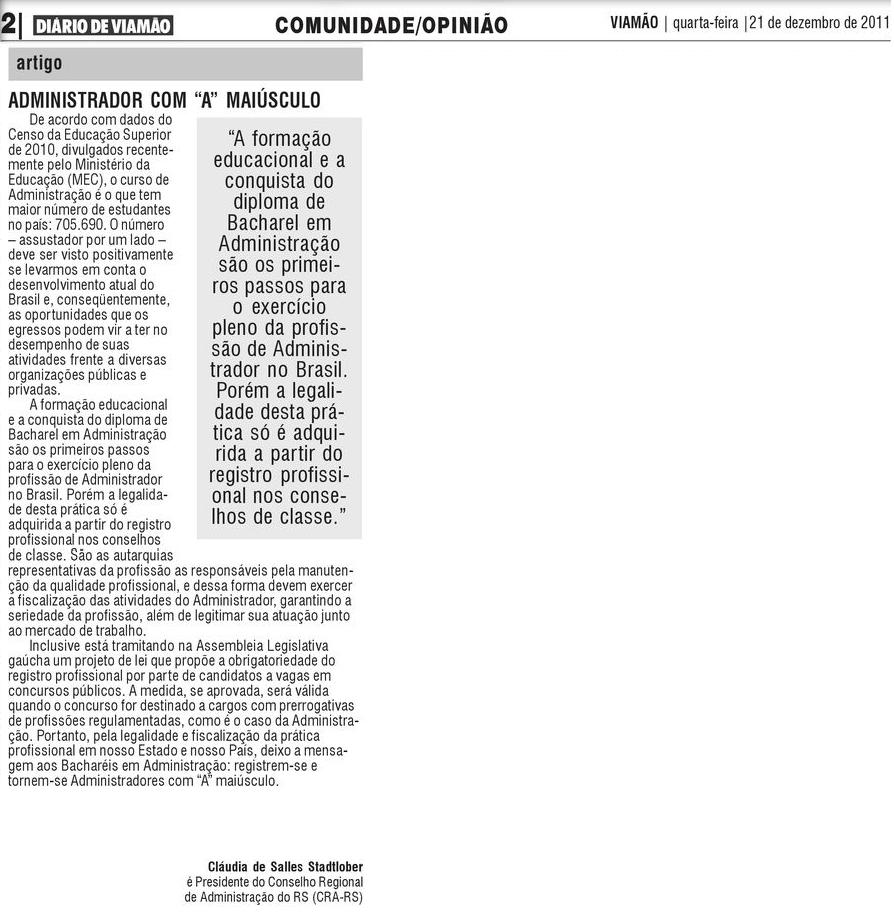 Artigo Administrador com A maiúsculo