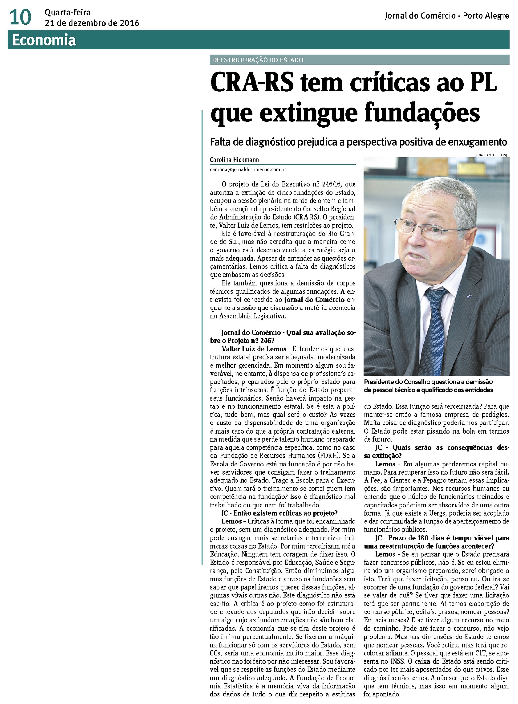 CRA-RS tem críticas ao PL que extingue fundações