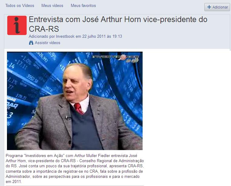 Entrevista com José Arthur Horn, vice-presidente do CRA-RS