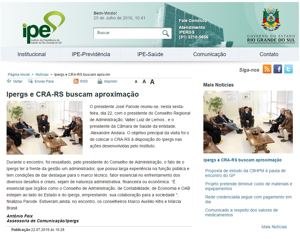 CRA-RS em aproximação com o IPERGS