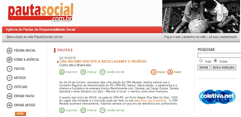 CRA Recebe discute a reciclagem e o resíduo como ativo financeiro 