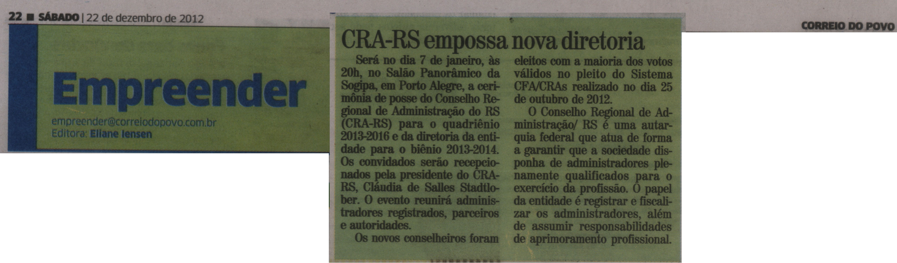 Posse dos Conselheiros Eleitos e da Diretoria do CRA-RS