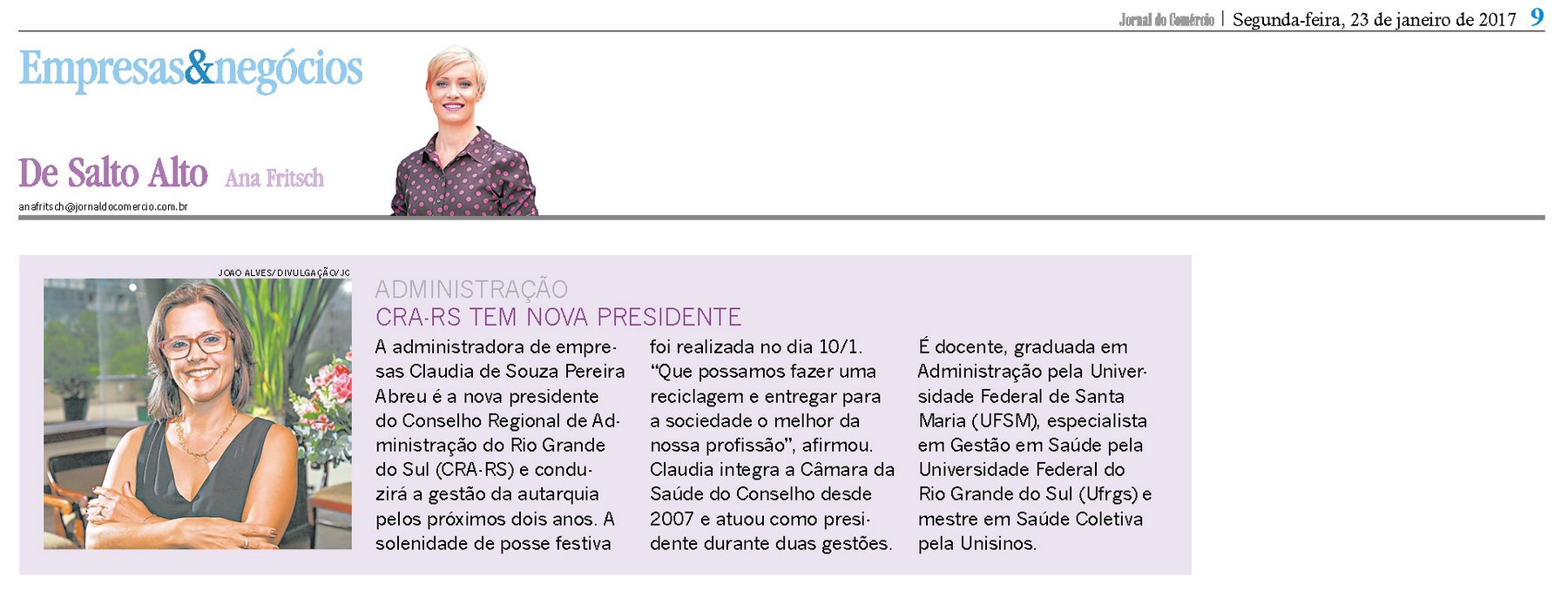 CRA-RS tem nova presidente