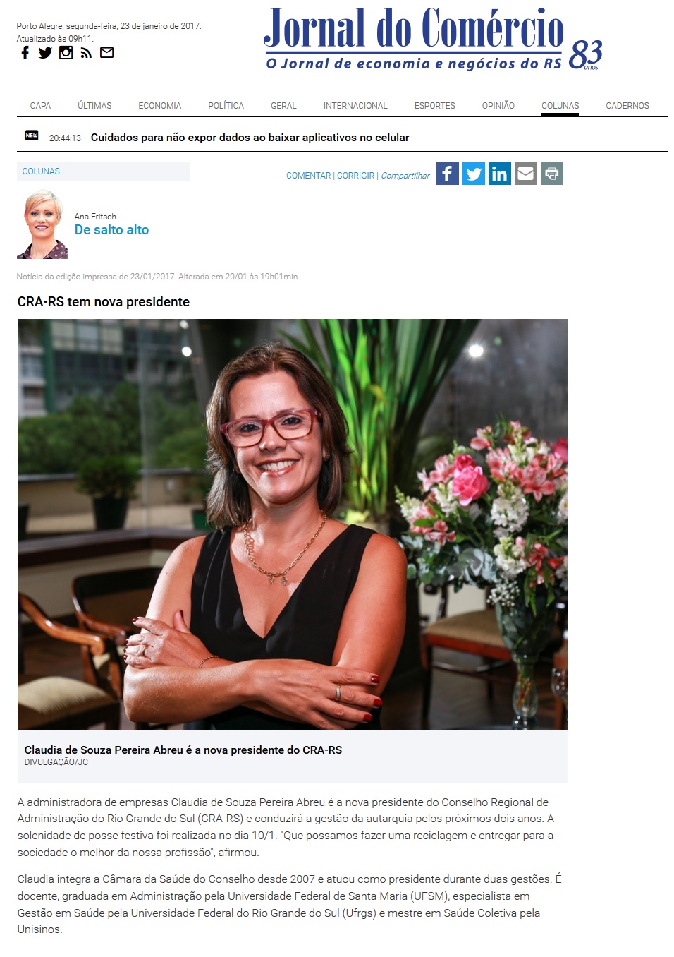 CRA-RS tem nova presidente