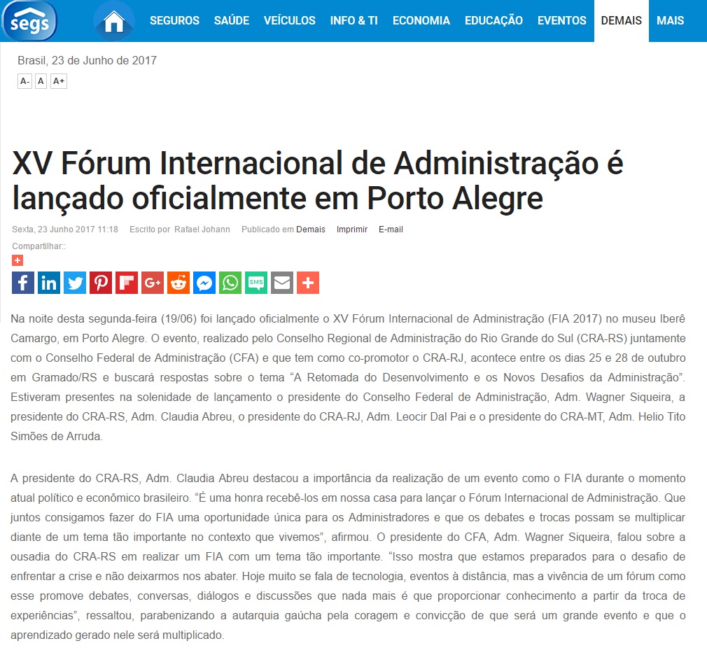 Lançamento FIA XV