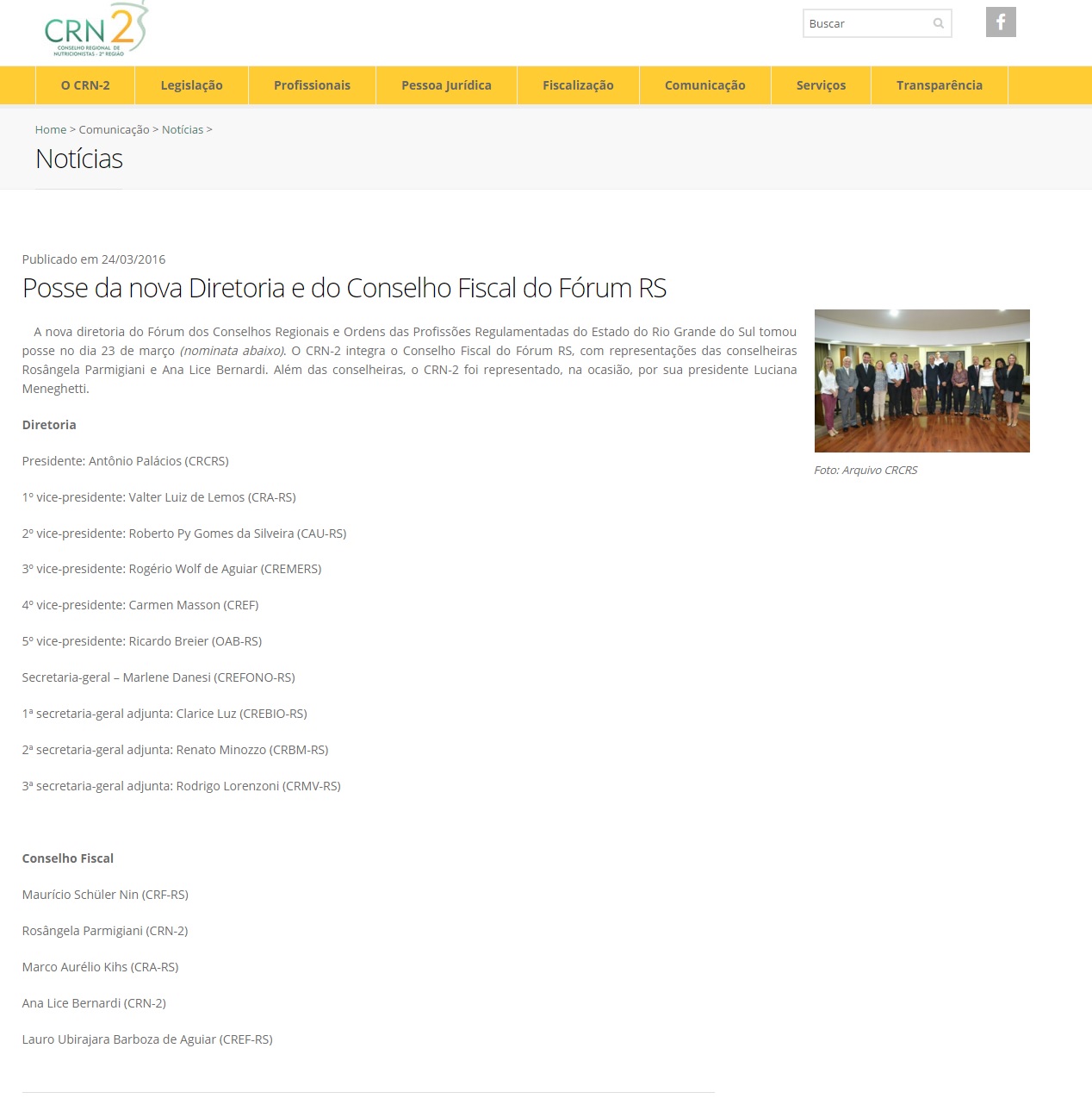 Posse da nova Diretoria do Conselho Fiscal do Fórum RS