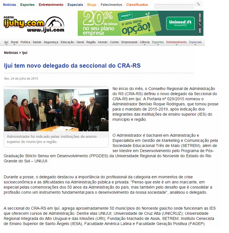 Ijuí tem novo delegado da seccional do CRA-RS