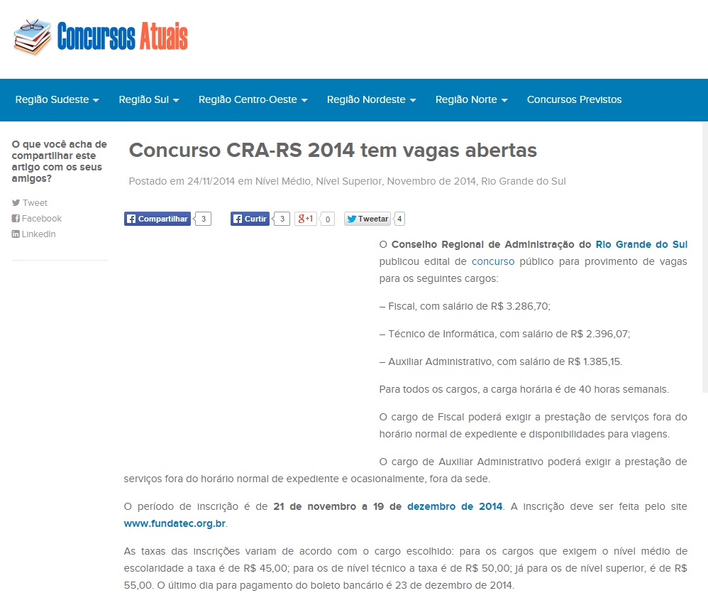 Concurso Público CRA-RS