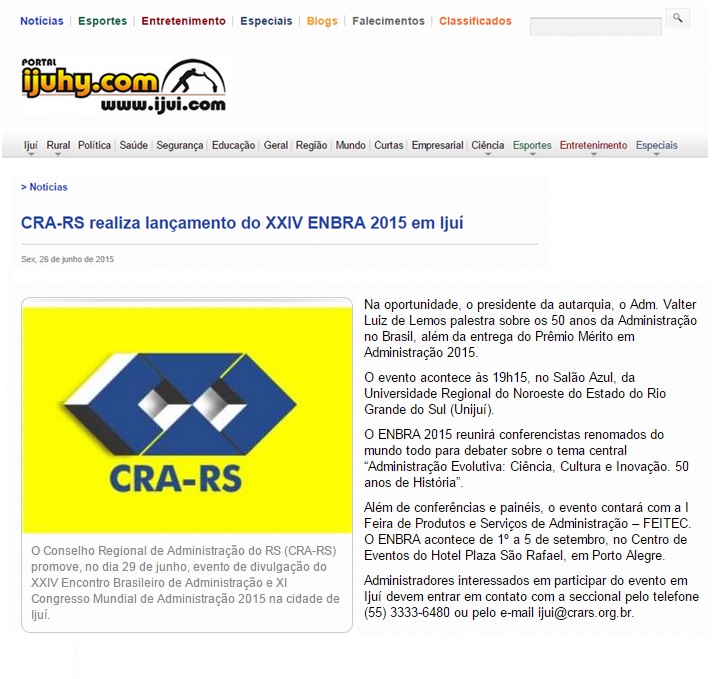 CRA-RS realiza lançamento do XXIV ENBRA 2015 em Ijuí