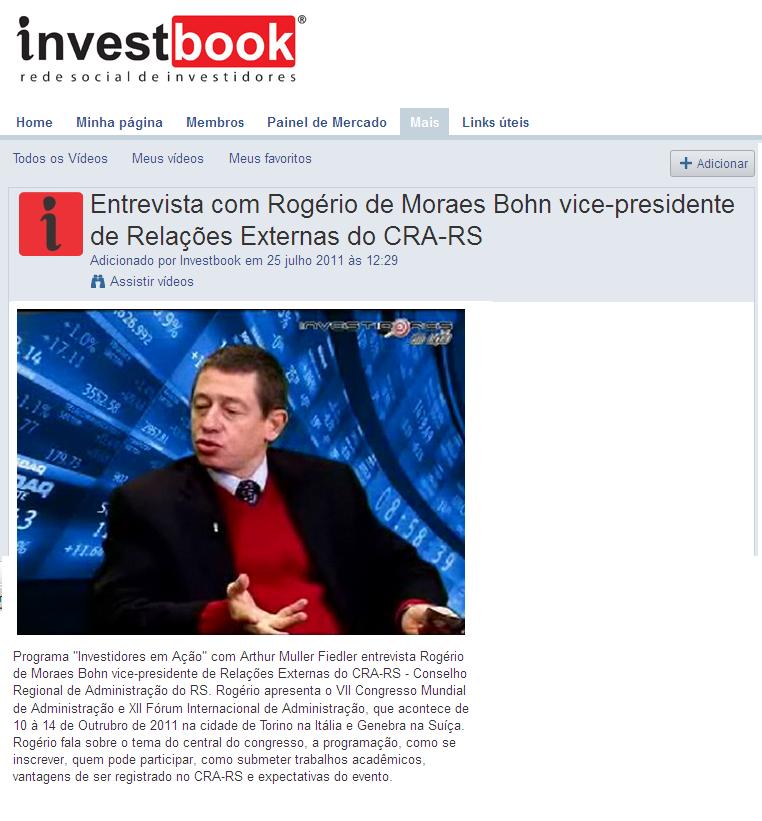 Entrevista com Rogério de Moraes Bohn, vice-presidente de Relações Externas do CRA-RS