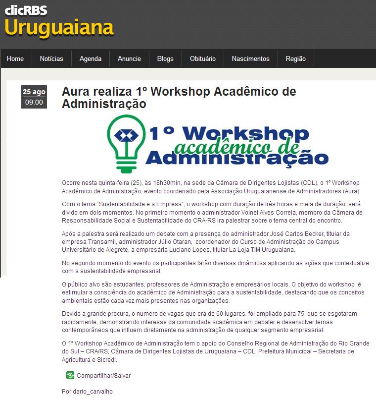 Workshop Acadêmico de Administração em Uruguaiana