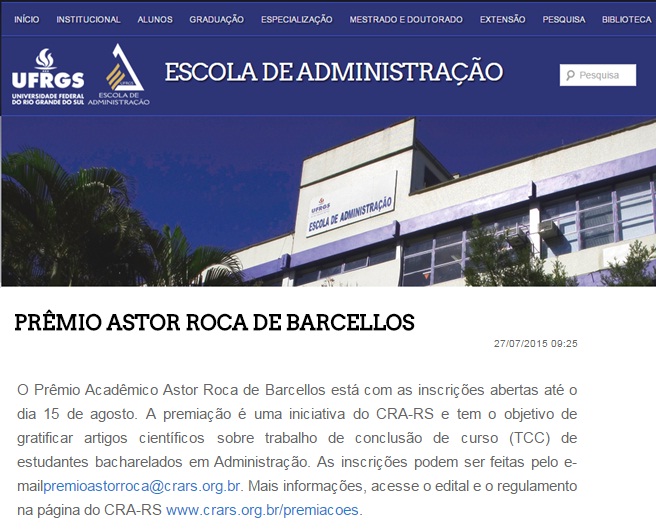 Inscrições Prêmio Astor Roca de Barcellos
