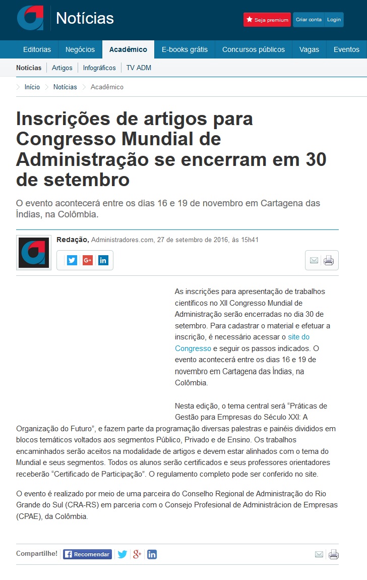 XII Congresso Mundial de Administração