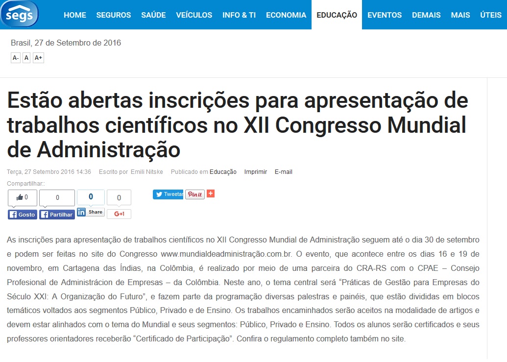 XII Congresso Mundial de Administração