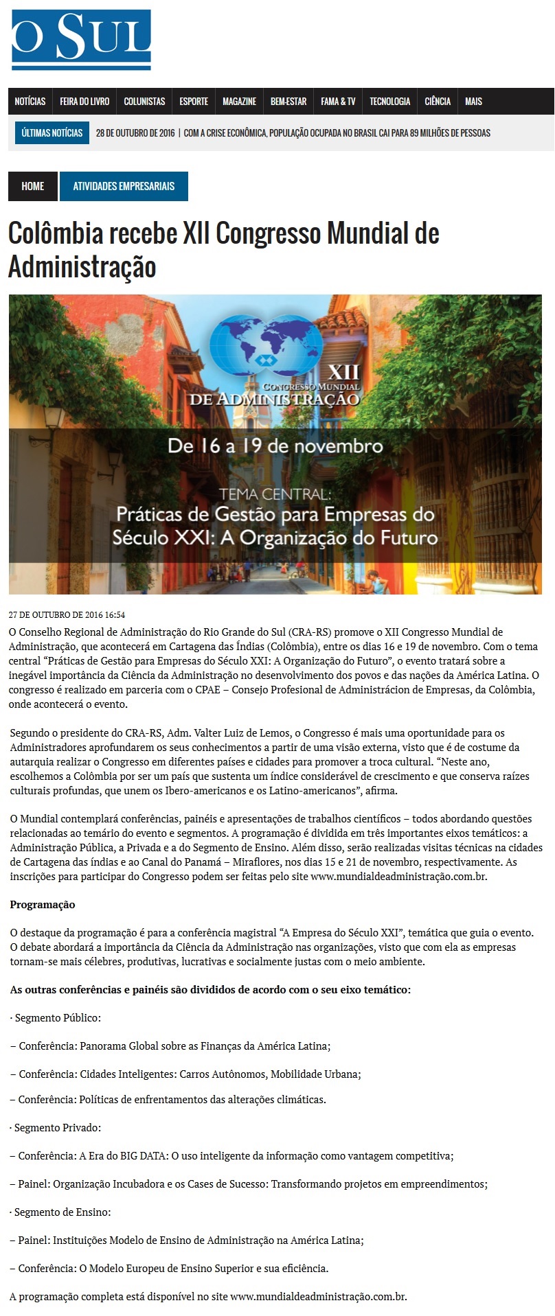 XII Congresso Mundial de Administração