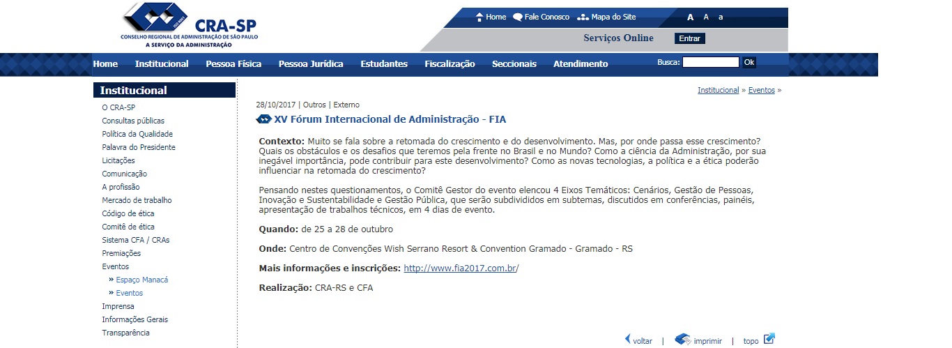 XV Fórum Internacional de Administração