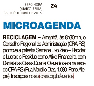 CRA Recebe discute a reciclagem e o resíduo como ativo financeiro 