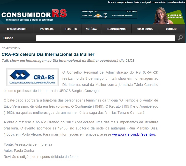 CRA-RS celebra Dia Internacional da Mulher