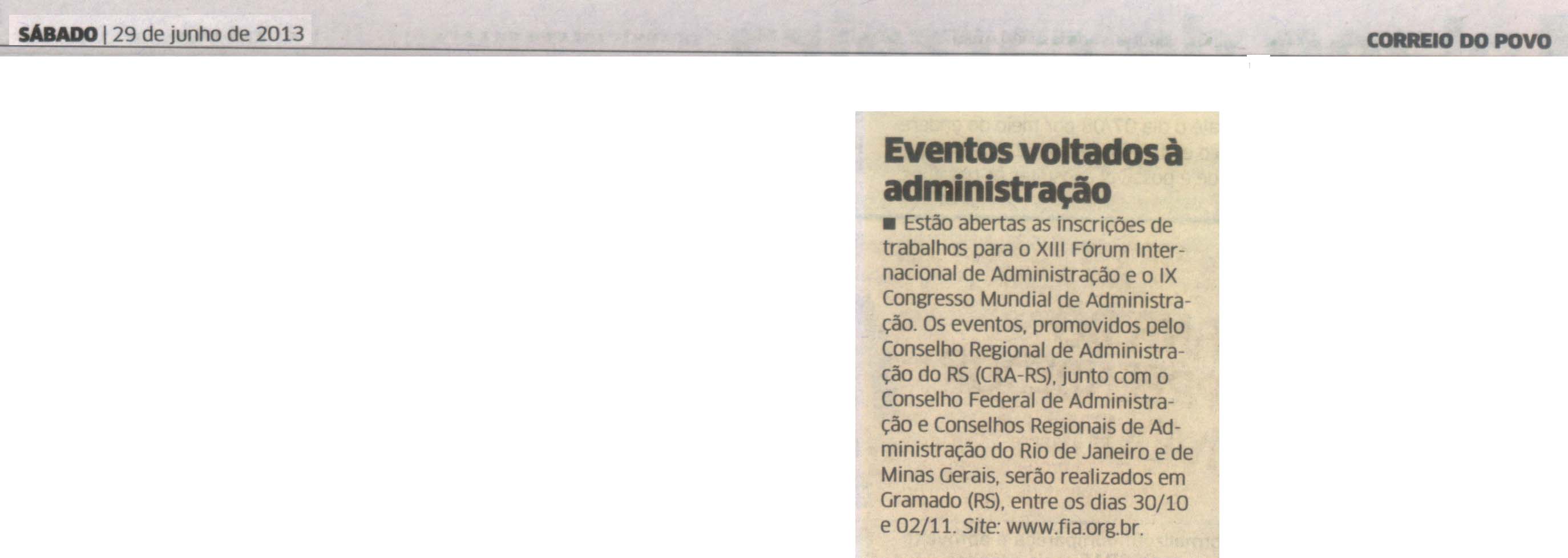 XIII FIA e IX Congresso Mundial de Administração