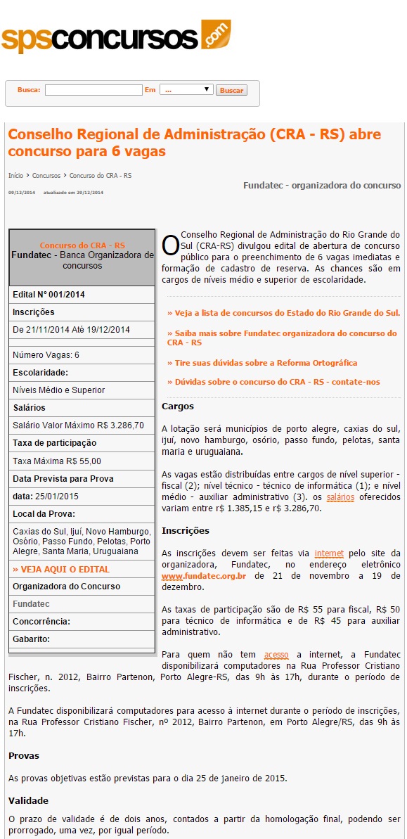 Concurso Público CRA-RS