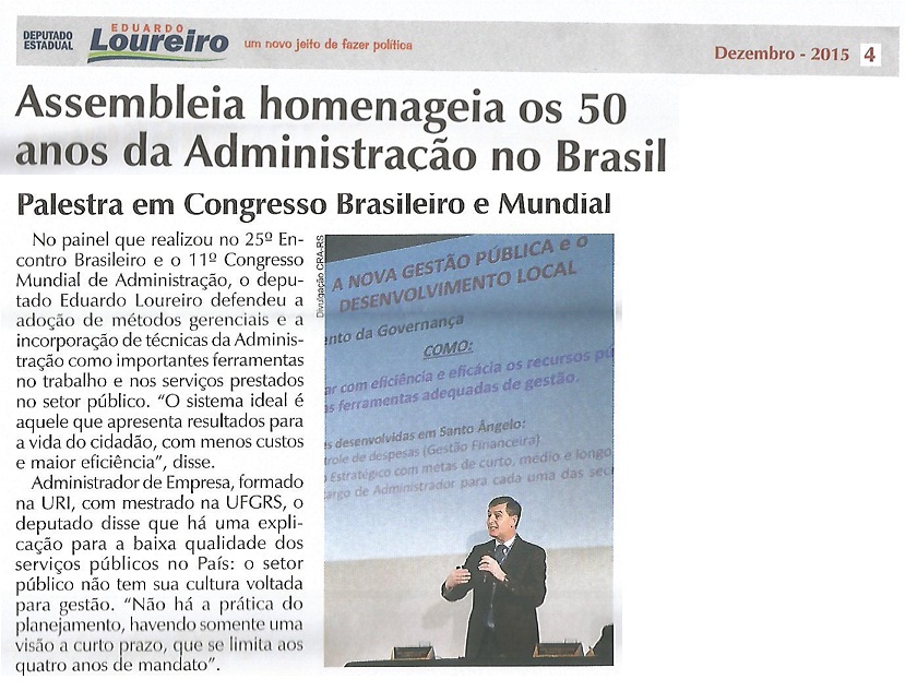 Deputado Eduardo Loureiro palestra no ENBRA 2015