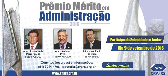 Dia do Administrador será comemorado com a entrega do Prêmio Mérito em Administração