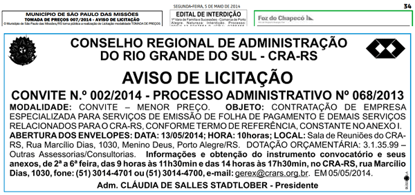 CONVITE Nº 002/2014